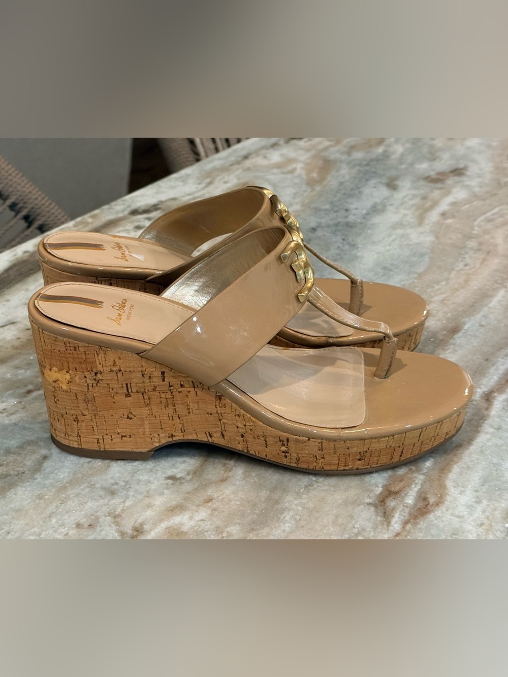 Women’s SAM EDELMAN Yardlie Emblem platform wedge sandals- Size 8 - Picture 2 of 8